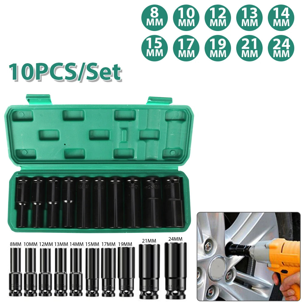 Coffret 10 douilles longues a choc 1-2 | GarageDiscount31 - photo produit 1