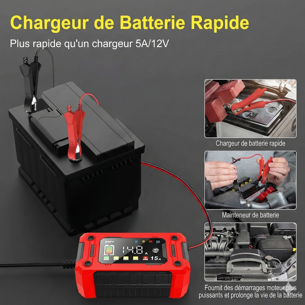 Chargeur batterie intelligent 12V 15A | GarageDiscount31 - photo produit 2
