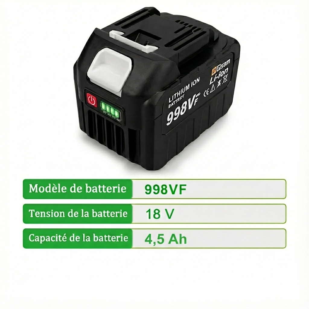 Batterie Rechargeable Gisam 18V Li-ion | Compatible Outils Makita Série B