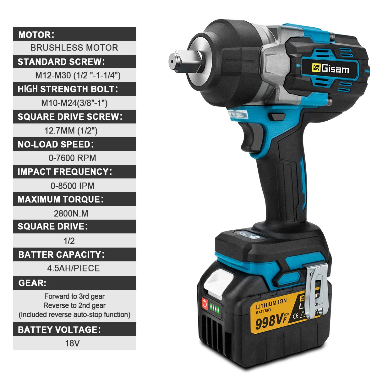 Clé à Choc Sans Fil Brushless 18V – 2800 Nm | Ultra Puissante & Compatible Makita