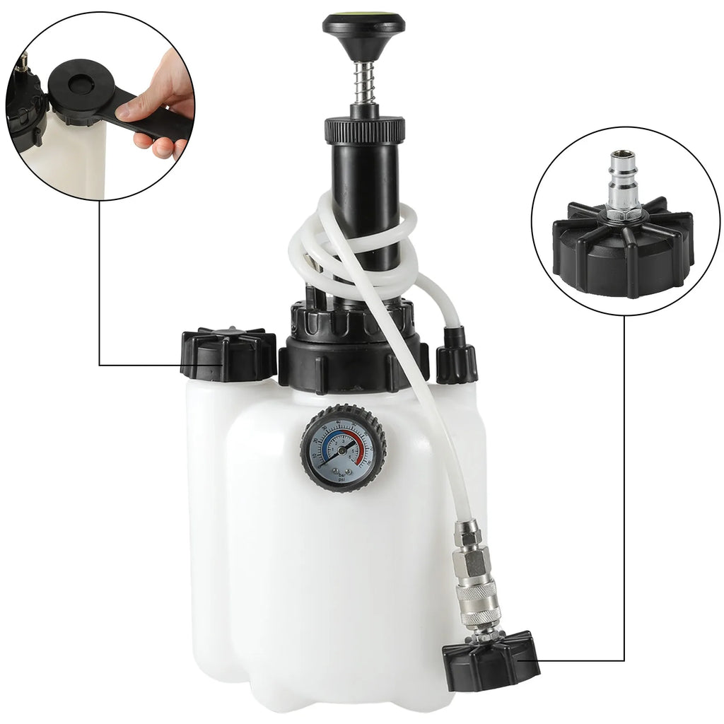 Purgeur de Frein Auto Manuel 1L + 3L – Kit de Purge Hydraulique avec Manomètre