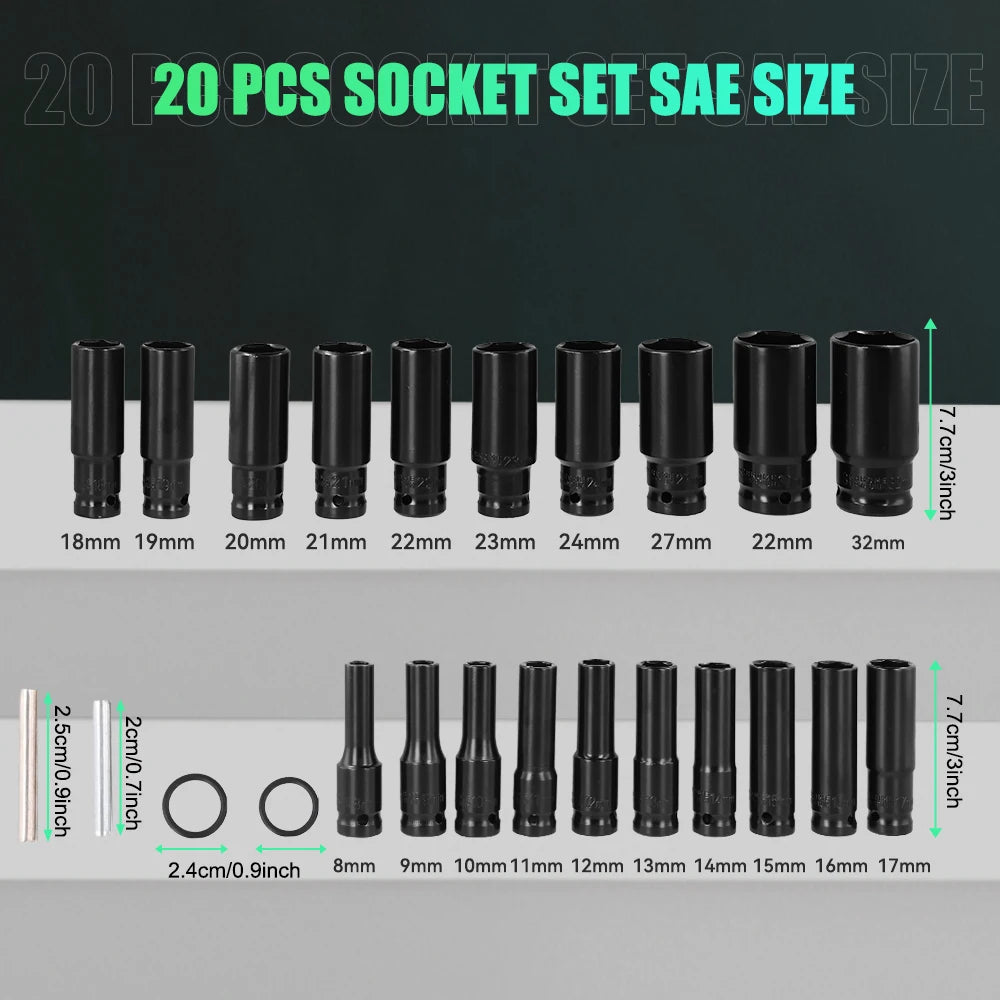 Coffret 20 douilles a choc 1-2 8-32 mm | GarageDiscount31 - photo produit 3