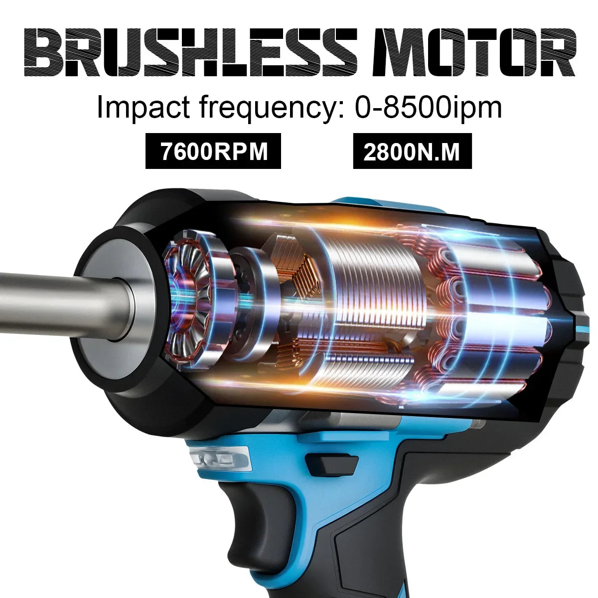 Clé à Choc Brushless 18V – 2800 Nm Arbre Long | Compatible Makita