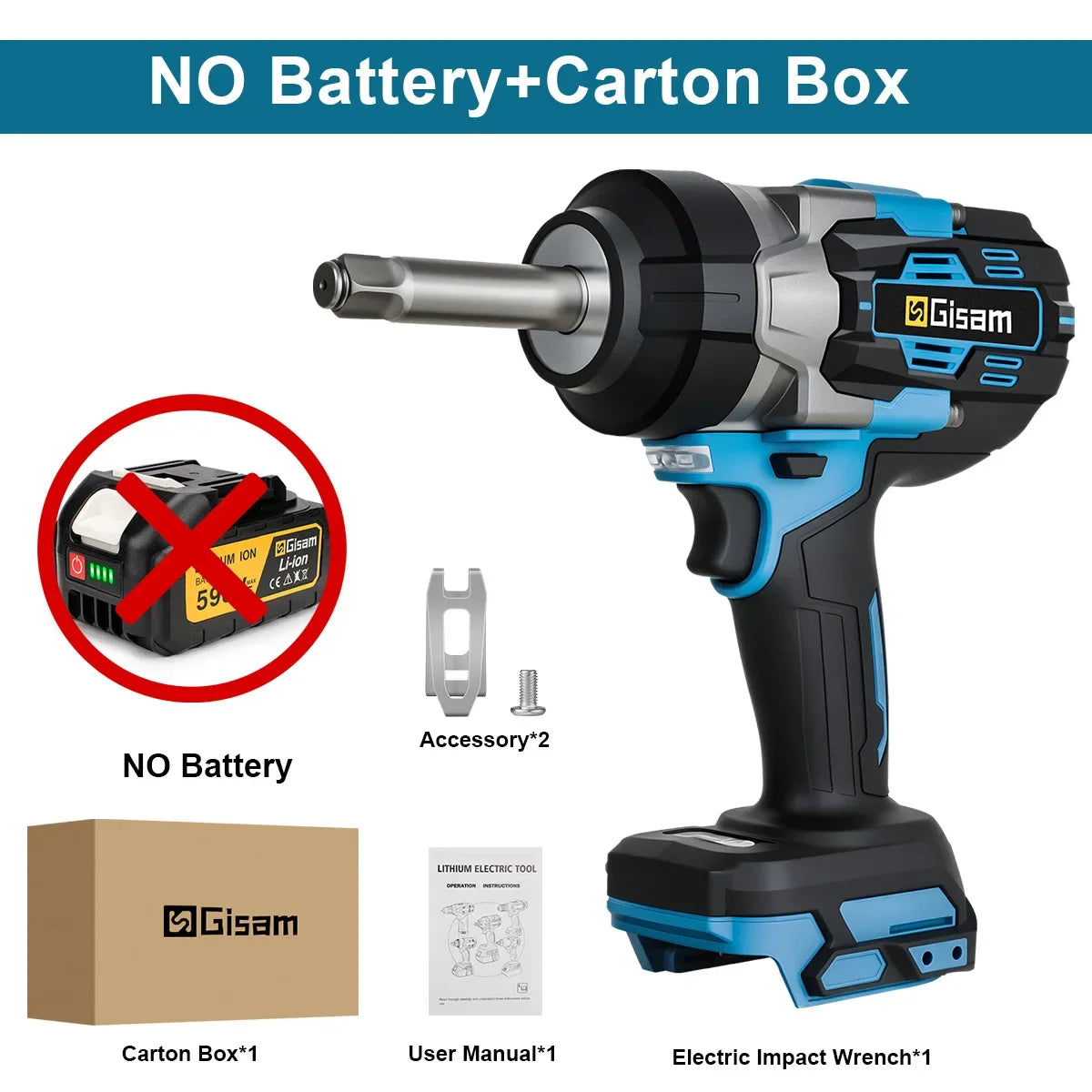 Clé à Choc Brushless 18V – 2800 Nm Arbre Long | Compatible Makita