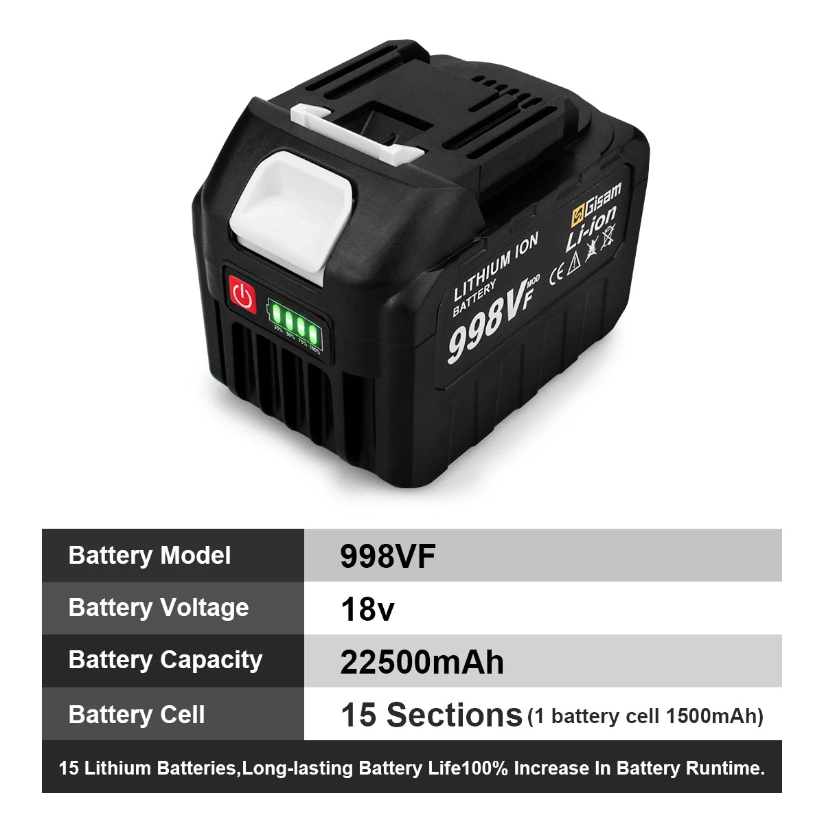 Batterie Rechargeable Gisam 18V Li-ion | Compatible Outils Makita Série B