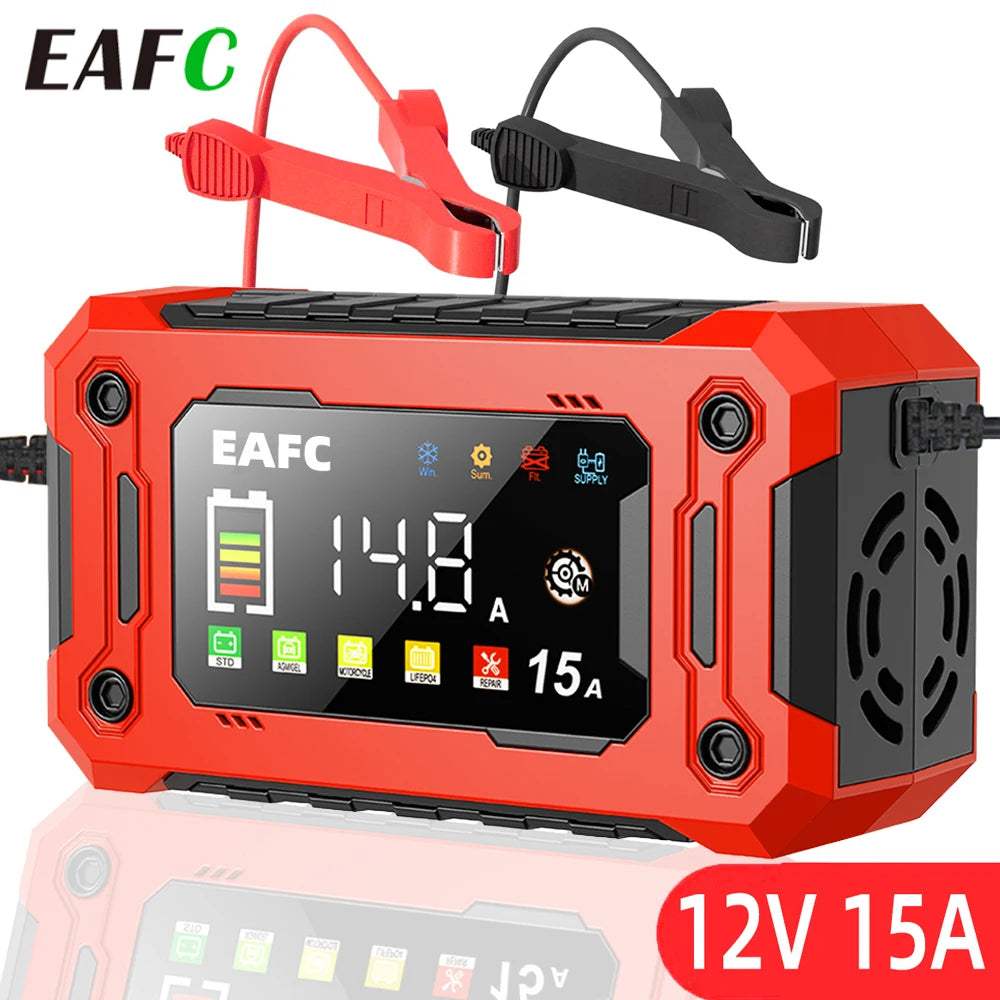 Chargeur de Batterie Intelligent EAFC 12V 15A – Réparation & Charge Rapide Automatique