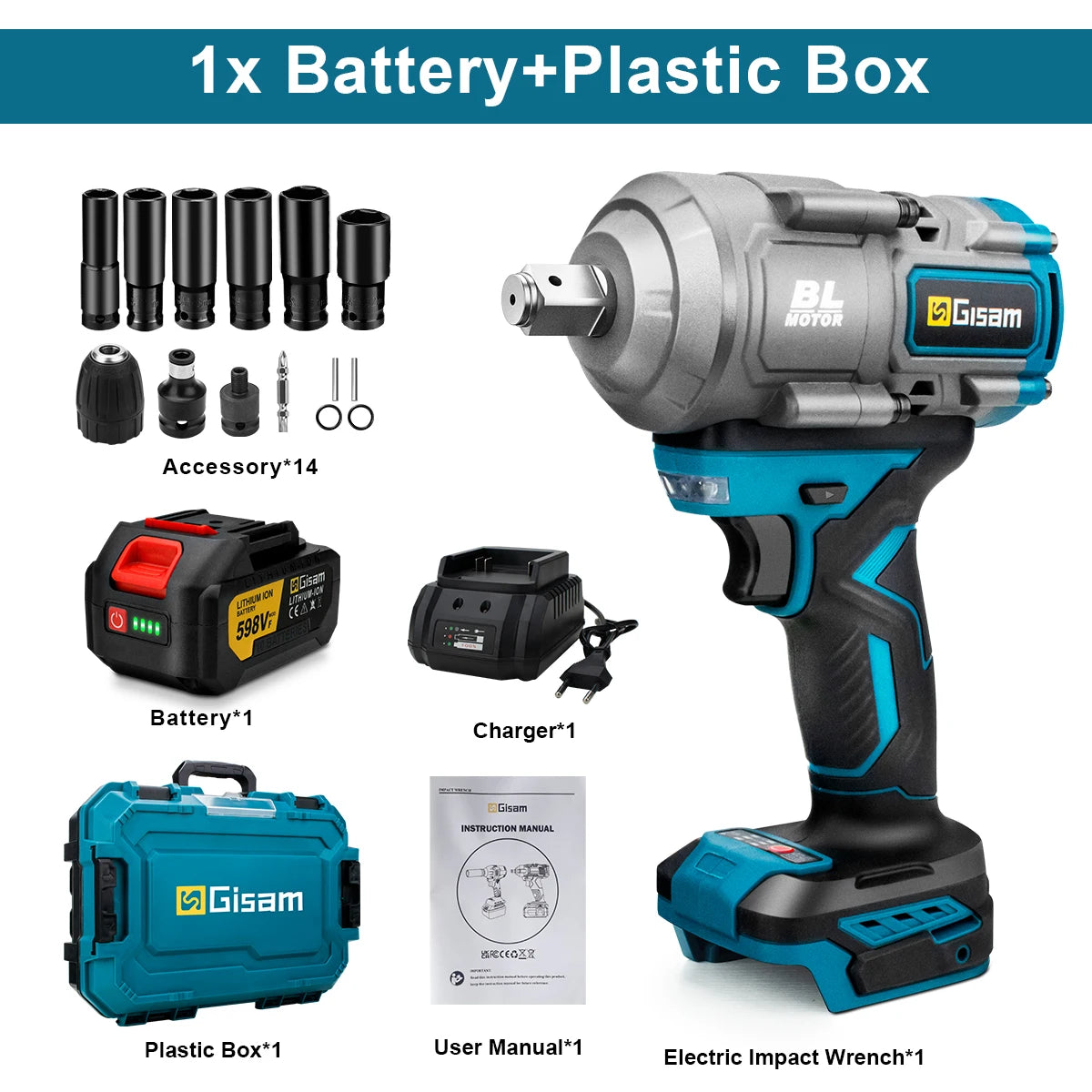 Clé à Choc Brushless – Gamme Pro – 2000 Nm - Coffret & accessoires | Compatible batteries Makita