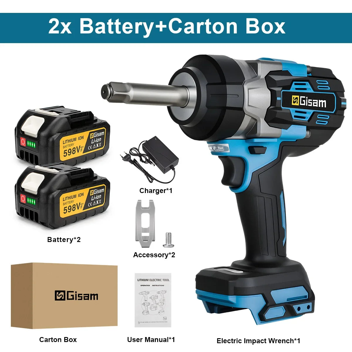 Clé à Choc Brushless 18V – 2800 Nm Arbre Long | Compatible Makita