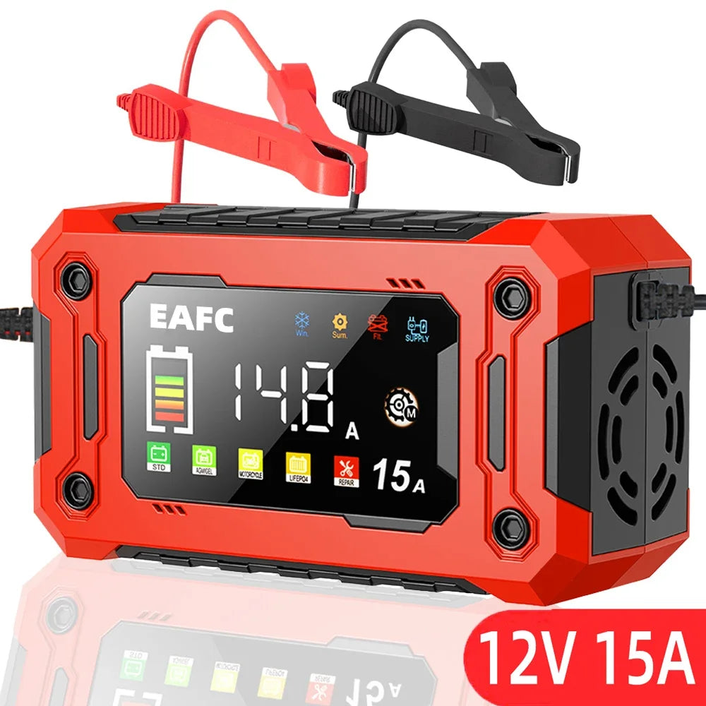 Chargeur de Batterie Intelligent EAFC 12V 15A – Réparation & Charge Rapide Automatique