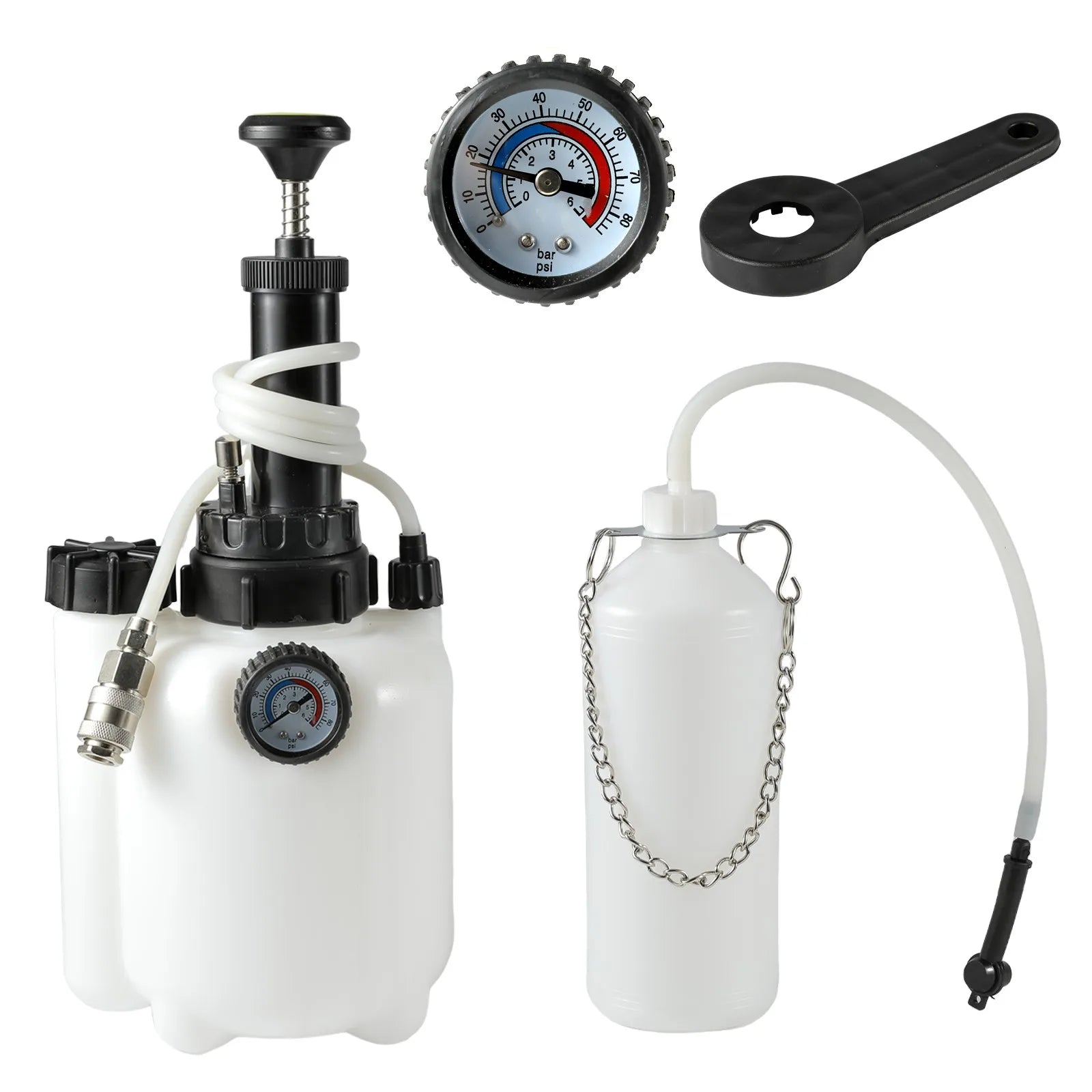Purgeur de Frein Auto Manuel 1L + 3L – Kit de Purge Hydraulique avec Manomètre