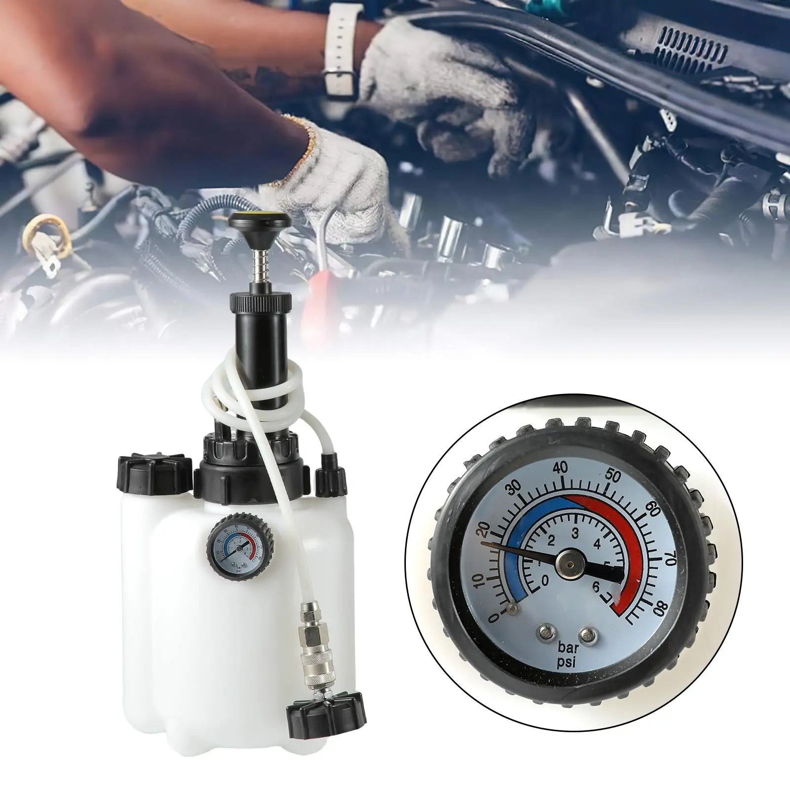 Purgeur de Frein Auto Manuel 1L + 3L – Kit de Purge Hydraulique avec Manomètre