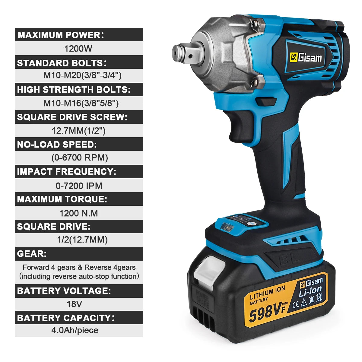Clé à Choc Sans Fil Brushless 18V – 1200 Nm | Compatible Batteries Makita