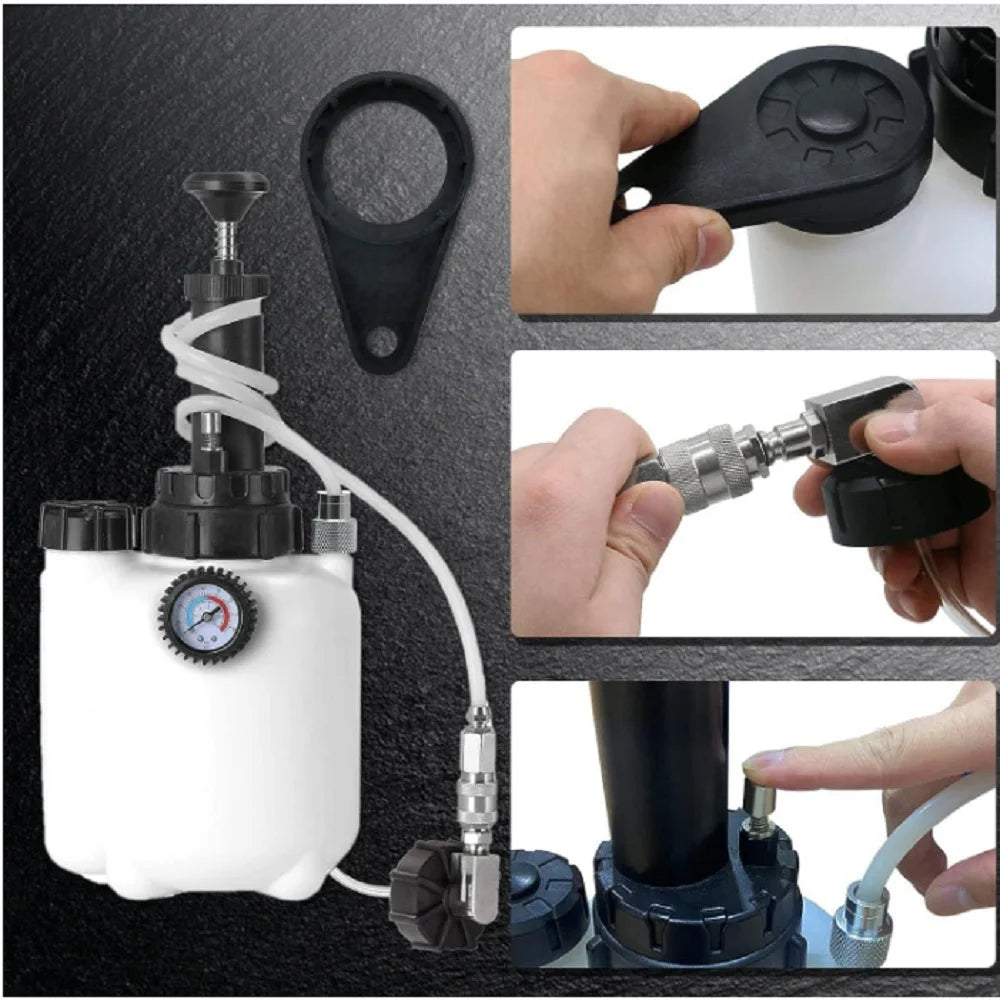Purgeur de Frein Auto Manuel 1L + 3L – Kit de Purge Hydraulique avec Manomètre