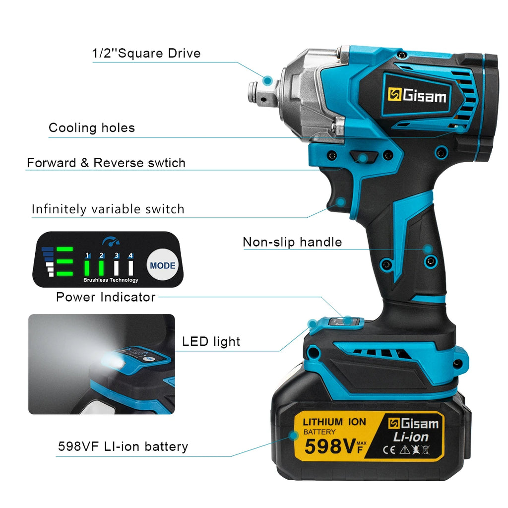 Clé à Choc Sans Fil Brushless 18V – 1200 Nm | Compatible Batteries Makita